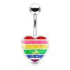 Rose silver opal rainbow heart belly button piercing