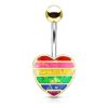 Golden heart opal rainbow navel piercing