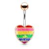 Rose heart opal rainbow navel piercing