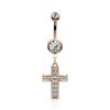 Rose gold belly button piercing with cross pendant