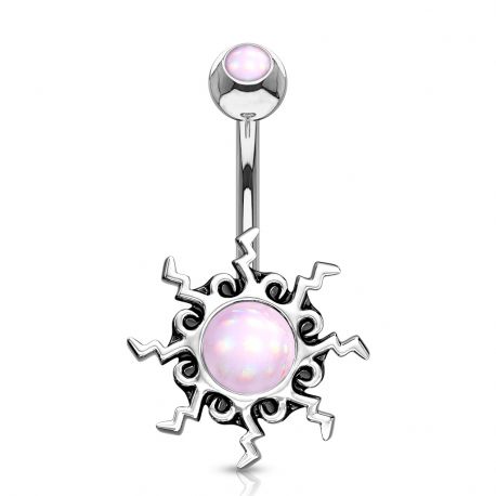 Tribal sun rose stone belly button piercing