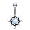 Tribal sun turquoise stone belly button piercing