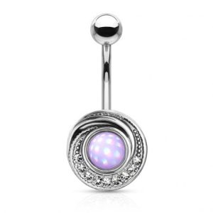 Violet stone tribal whirlpool belly button piercing