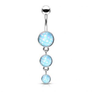 Triple turquoise stone belly button piercing
