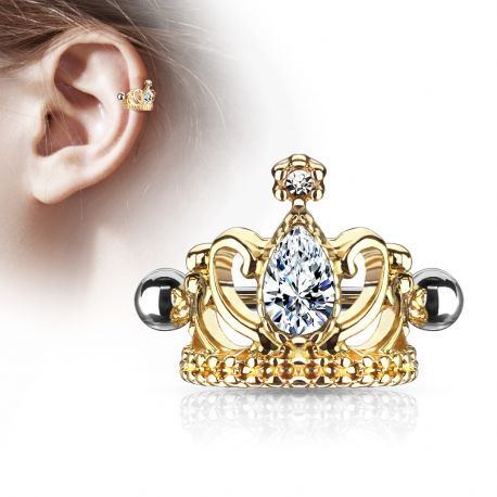 Gold Helix Ear Cuff Crown Piercing