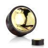 Wood sono plug with concave gold tin center