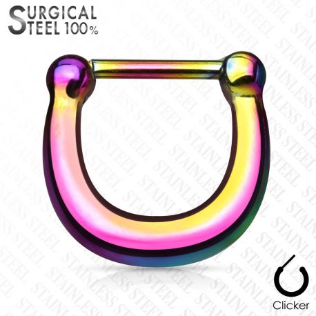 Multicolored Surgical Steel Clip-On Septum Piercing