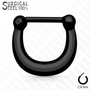 Black Surgical Steel Clip-On Septum Piercing