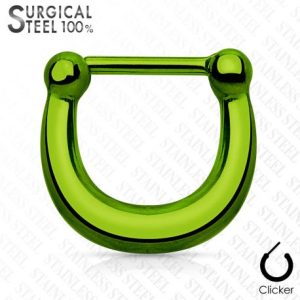 Green Surgical Steel Clip-On Septum Piercing