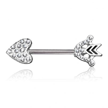 Surgical Steel Heart and Arrow Nipple Piercing