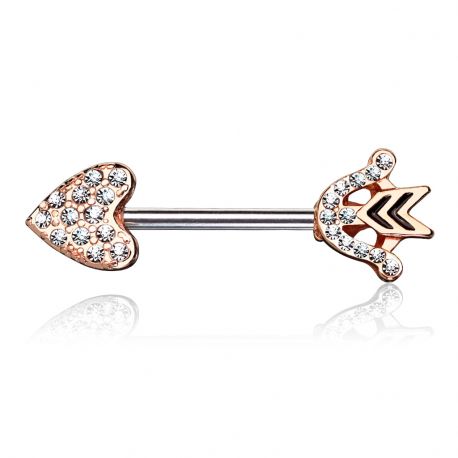 Rose Surgical Steel Heart and Arrow Nipple Piercing