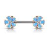 Opalescent turquoise flower nipple piercing